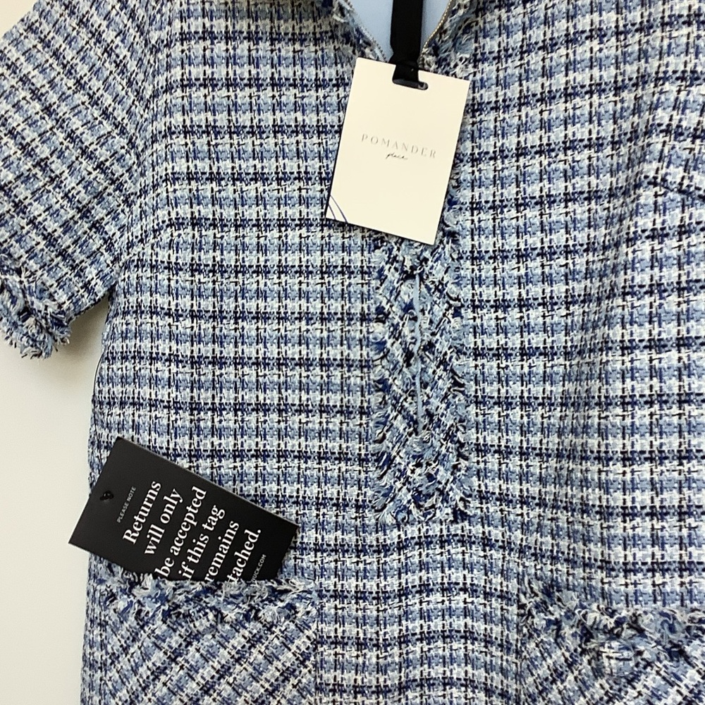 Tuckernuck Blue and White Tweed Short-Sleeve Shift Dress - Picture 2 of 2